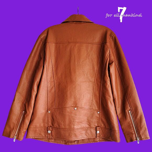 7 for All Mankind NEW Y2K Oversize Various Zippers Faux Leather Jacket M - Picture 9 of 12